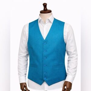 Men’s Turquoise Blue Formal Vest Size L